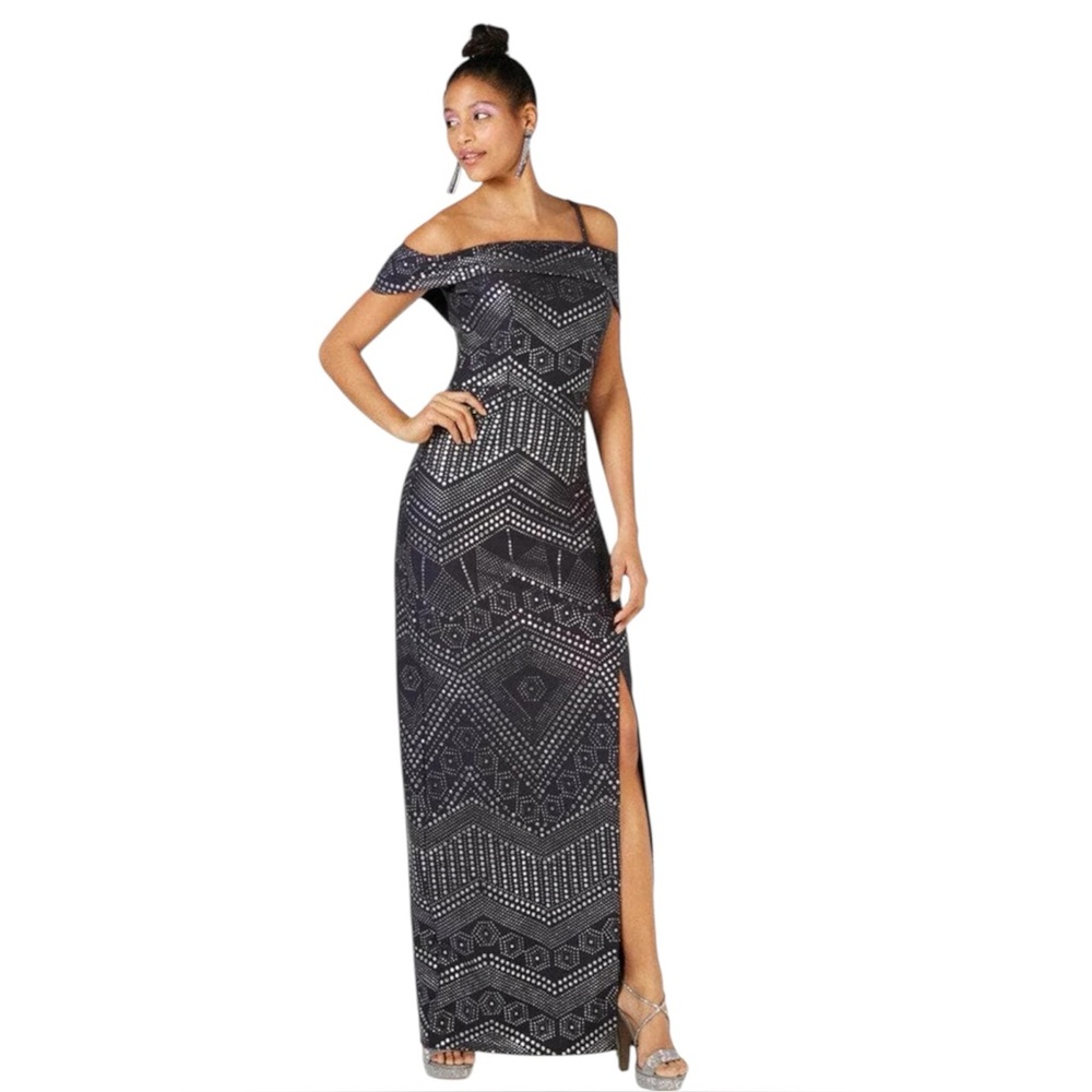 Laundry by Shelli Segal Embellished Popover Gown Dress 2 Wedding Guest